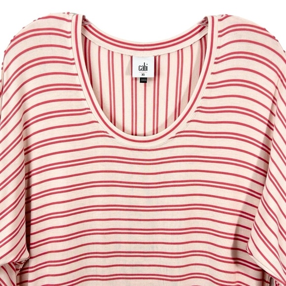 Cabi Tickled Tee Shirt XS Pink Striped Stretchy Top #5750 - Picture 5 of 9